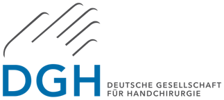 Logo der Deutschen Gesellschaft für Handchirurgie (DGH). Logo der Deutschen Gesellschaft für Handchirurgie (DGH).